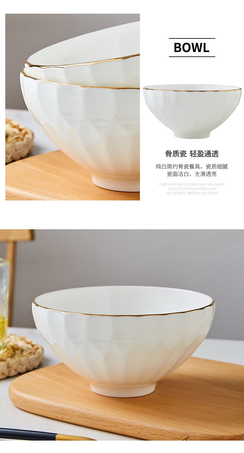 Eat rice bowls rainbow such use large soup bowl jingdezhen ceramic tableware pure white up phnom penh crystal bowl