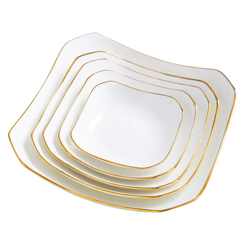 Jingdezhen ceramic dishes taste Chinese style dish of creative household Jin Bianpan plate ipads porcelain tableware anise deep soup plate