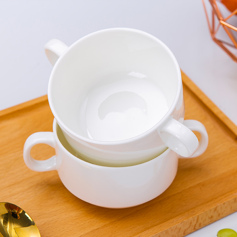 Pure white ipads porcelain jingdezhen west tableware ceramic bowl ears ROM song soup bowl of salad bowl of soup bowl