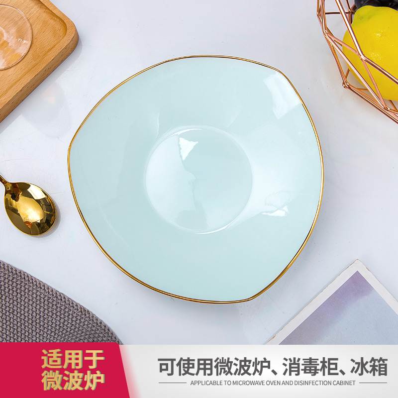 Jingdezhen ceramic tableware ceramic creative household abnormity deep dish celadon up phnom penh dish salad triangle plate