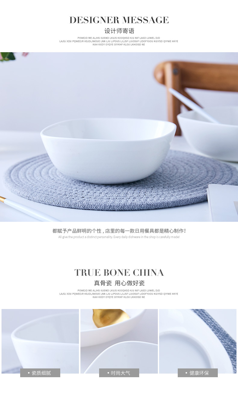 Creative jingdezhen ceramic bowl of salad bowl ipads porcelain white household sifang rainbow such as bowl bowl move microwave oven is available