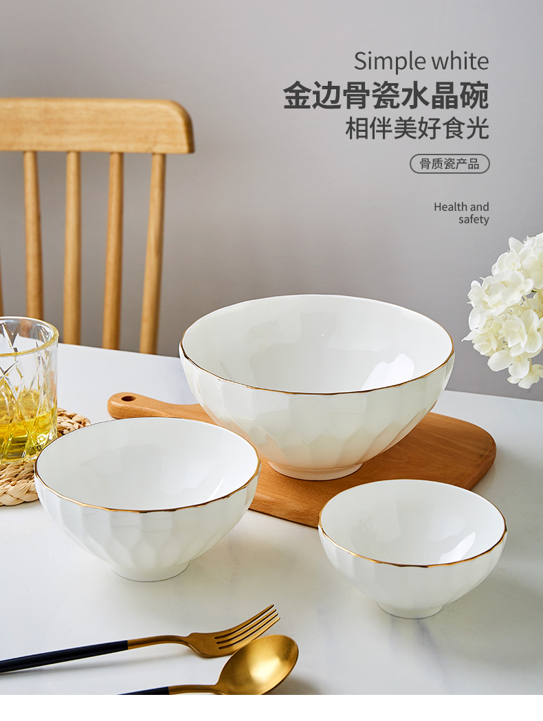 Eat rice bowls rainbow such use large soup bowl jingdezhen ceramic tableware pure white up phnom penh crystal bowl