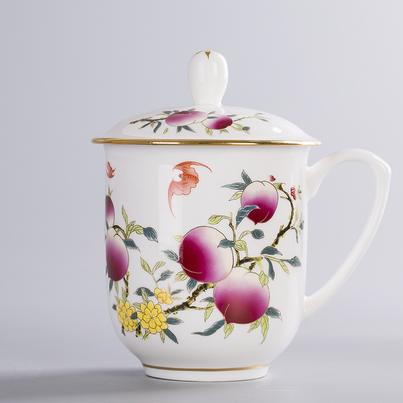 Jingdezhen ceramic tea set manually paint ipads China tea cup with cover working meeting of large water cup custom
