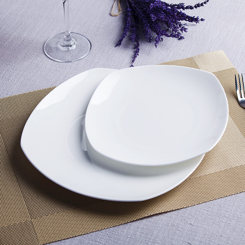 Pure white plate jingdezhen ceramic creative flat beefsteak dish dish cake snacks square plate western - style tableware
