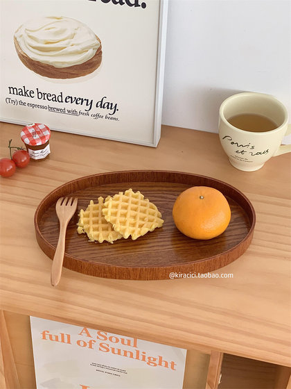 日式复古木质托盘早餐盘家用餐盘水果盘客厅茶几置物盘实木收纳盘