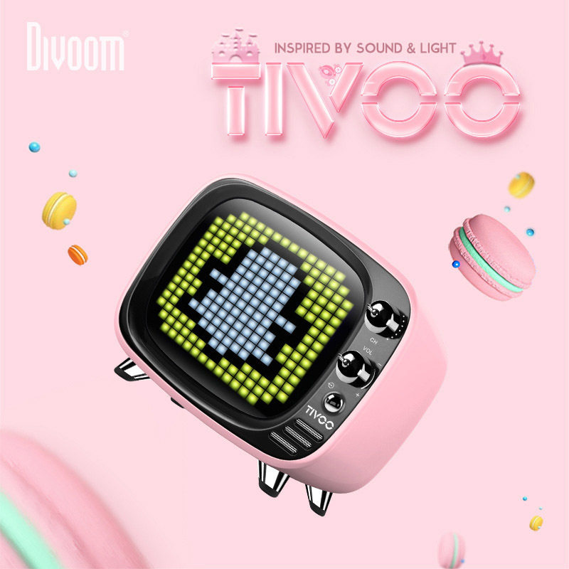 divoom TIVOO Pixel Bluetooth speaker small TV wireless mini cute alarm clock watch White to send girlfriend