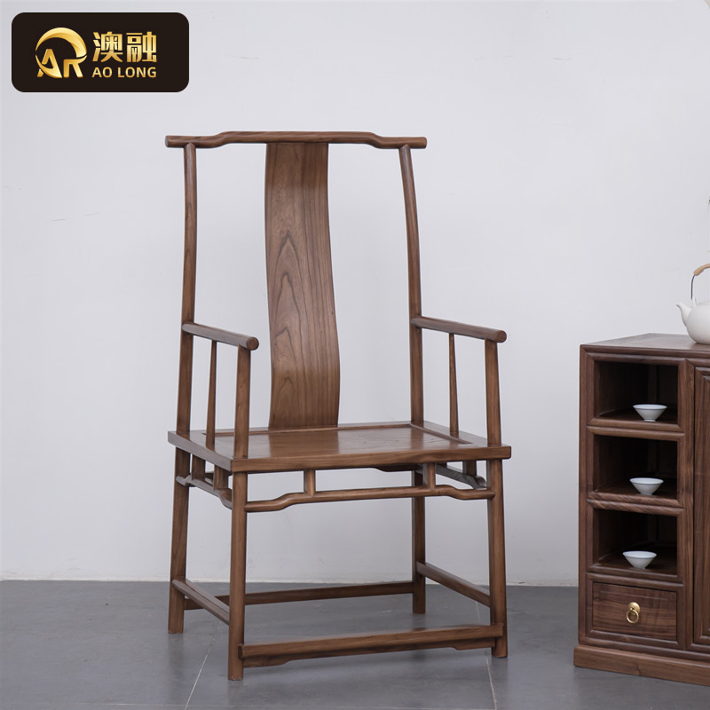 New Chinese meditation Tea Chair White Waxy Wood Minimalist Imitation Ancient Master Chair Solid Wood Tho Division Chair Single Officer Hat High Back Chair