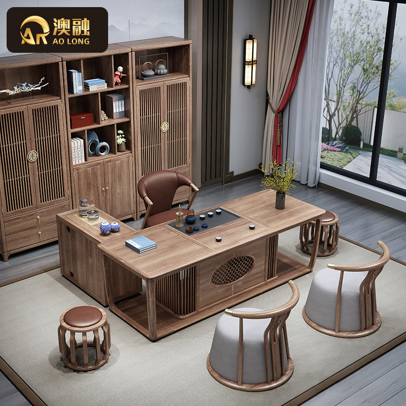 New Chinese Tea Table Chair Combined With One Table Five Chairs Solid Wood Kung Fu Small Tea Table Zen Office Tea Set set