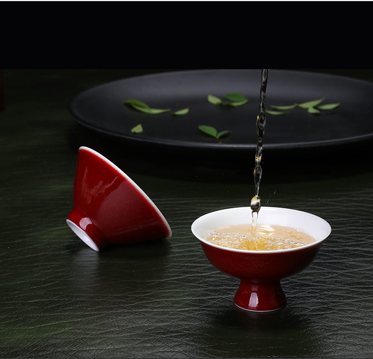 The Master cup of jingdezhen ceramic cups offering red glaze bowl fullness kung fu tea set single cup sample tea cup goblet