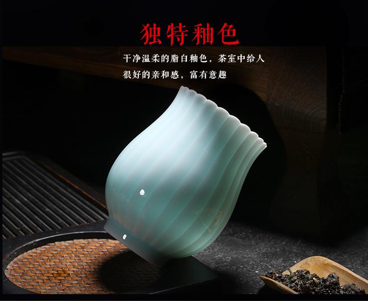 Checking pottery master cup of jingdezhen ceramic cups shadow blue glaze sample tea cup single cup cup contracted a cup of tea