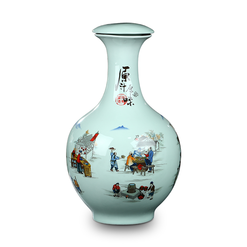 Jingdezhen 1/2/3/5/10 jin ceramics hoard household seal flagon gift box wine bottle is empty jars, jugs