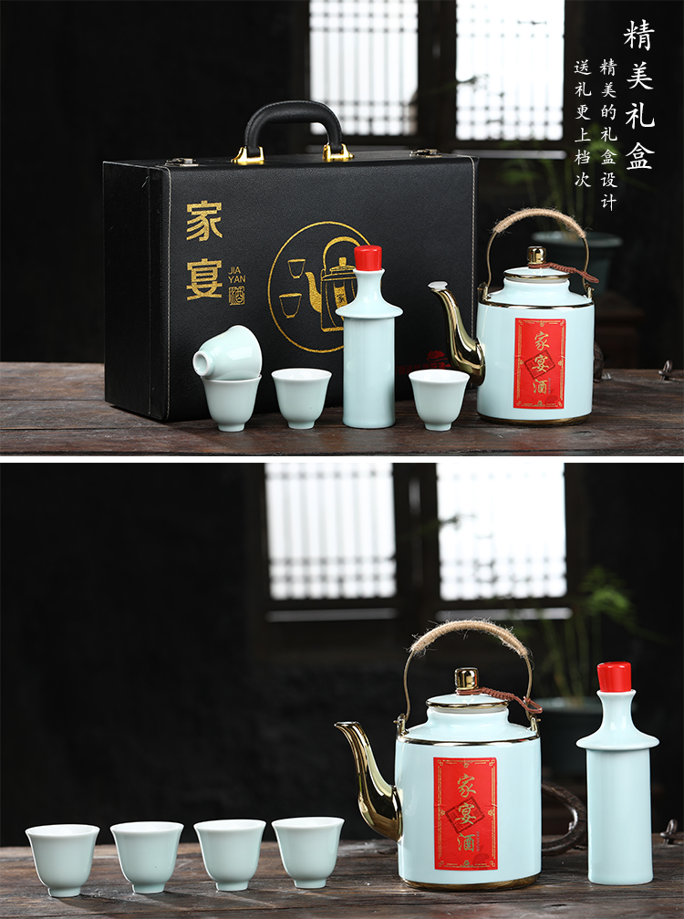 Jingdezhen ceramic wine 2 catties loading ceramic bottle home flagon gift porcelain contain wine glass bottles