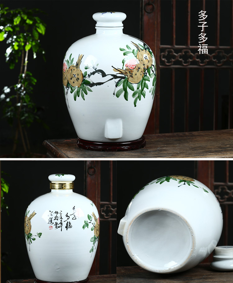 Hand - made ceramic jar of jingdezhen ceramic bottle 10 jins 30 jin wine VAT mercifully jars with leading 50 pounds