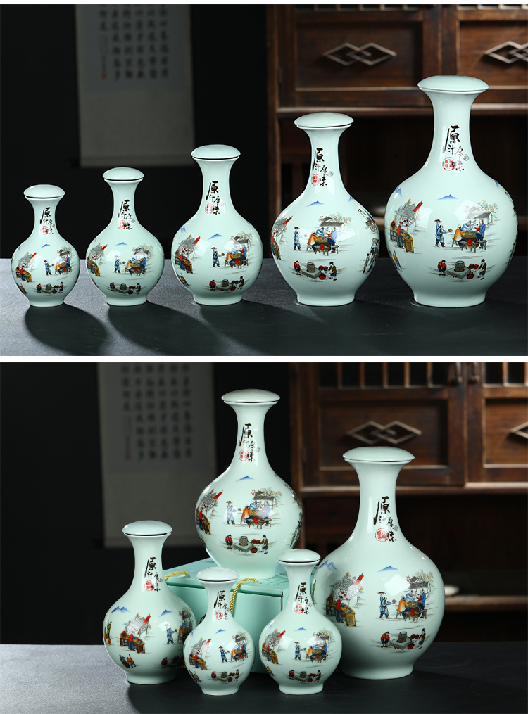 Jingdezhen 1/2/3/5/10 jin ceramics hoard household seal flagon gift box wine bottle is empty jars, jugs