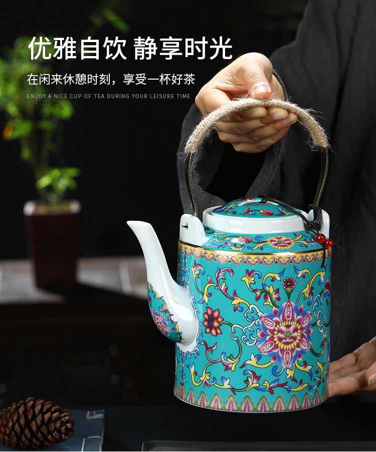 Old girder pot of ceramic pot of large capacity summer cool Chinese jingdezhen blue and white teapot single kettle pot of household