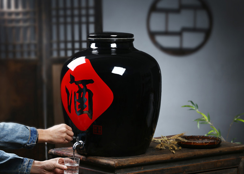 Jingdezhen ceramic jars 100 catties 150 catties 200 jins jar black glaze it brew cylinder mercifully jars