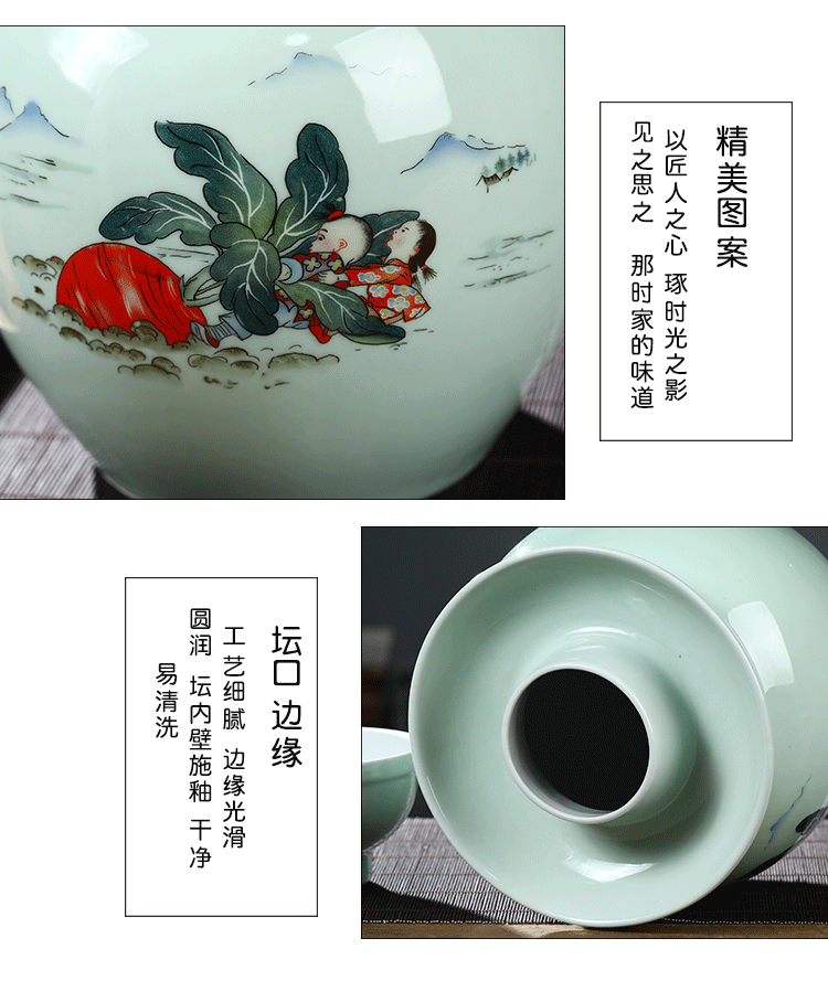 Jingdezhen ceramic double cover sealed jar of pickles pickled pickles cylinder bacon home altar wine producing cylinder storage tank