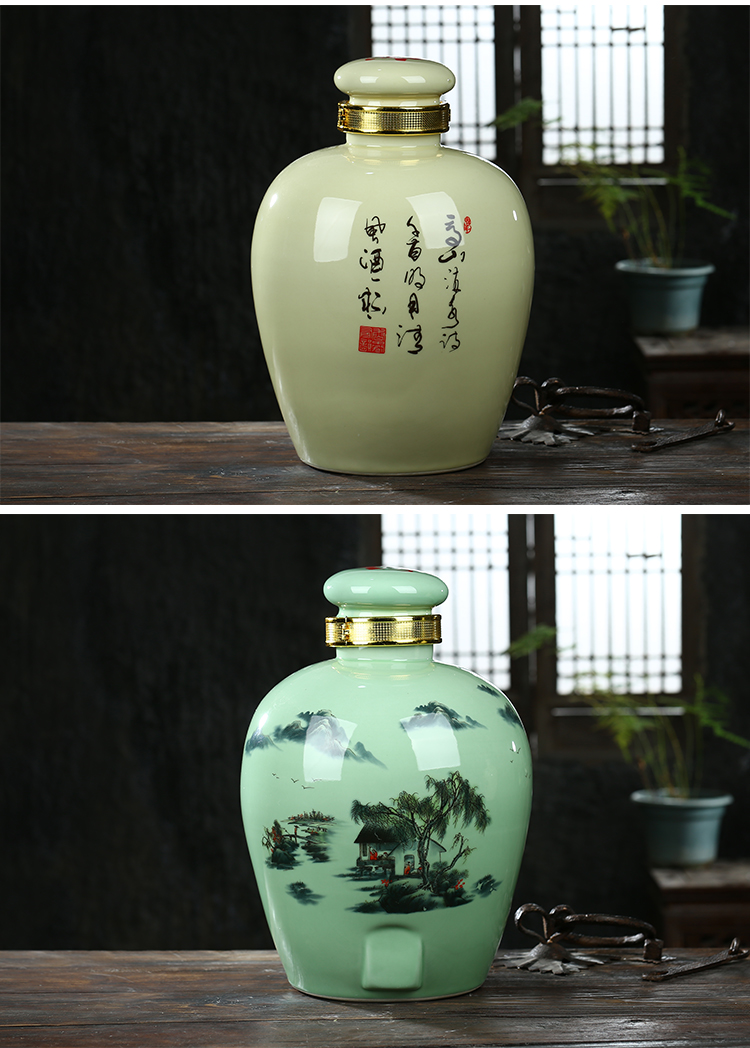 Jingdezhen ceramic jar 10 jins jars with leading 20 jins wine - making it household hip it 30 kg