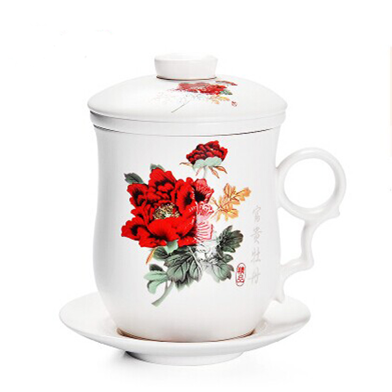Jingdezhen ceramic cups water filter cup four cup suit individual cup of office home cup 350 ml