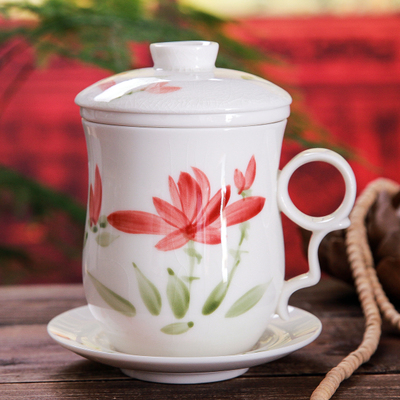 Jingdezhen ceramic cups water filter cup four cup suit individual cup of office home cup 350 ml