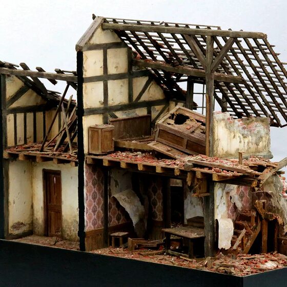 Scene Model Kit Handmade Materials War-Damaged Building European Masonry House Sand Table 135