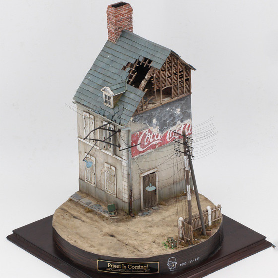 Brick and Concrete Single-Family House Building Assembly Model Sand Table Scene Production Material Display Base Platform 1:35