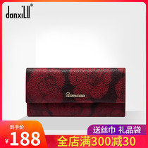 Danxilu womens wallet 2020 new leather fashion camellia long wallet leather cowhide wallet