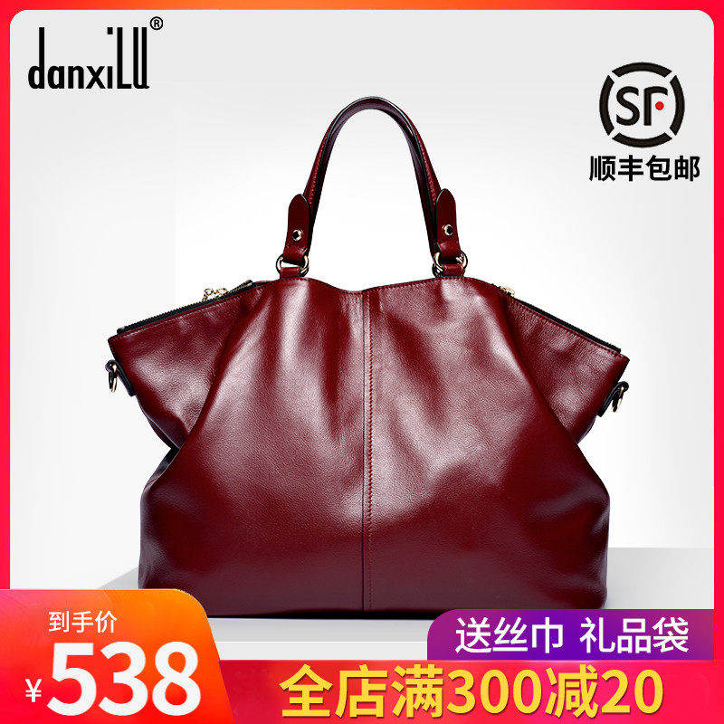 Brand women's bag 2020 new spring and summer package girls genuine leather handbag retro cow leather middle-aged single shoulder sloped satchel bag
