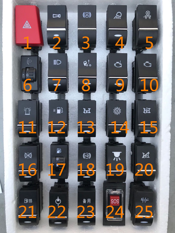 Original Parts for Sinotruk Howo T5G Rocker Switch Hazard Warning Horn Fog Light Work Light Dome Light Power Take-Off