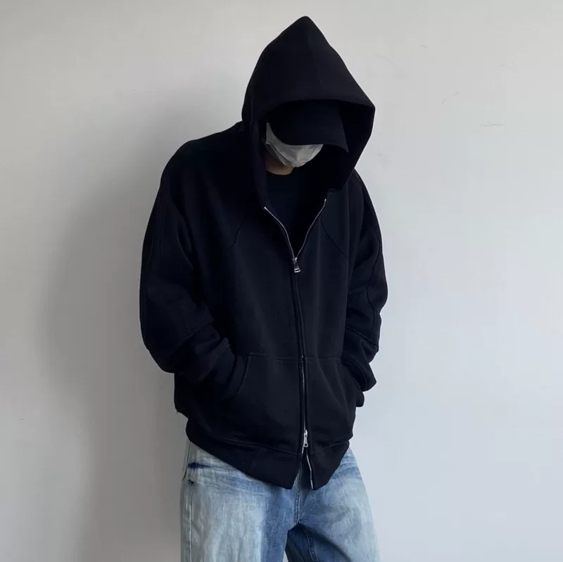 Solid short base cardigan with zipper, hoody