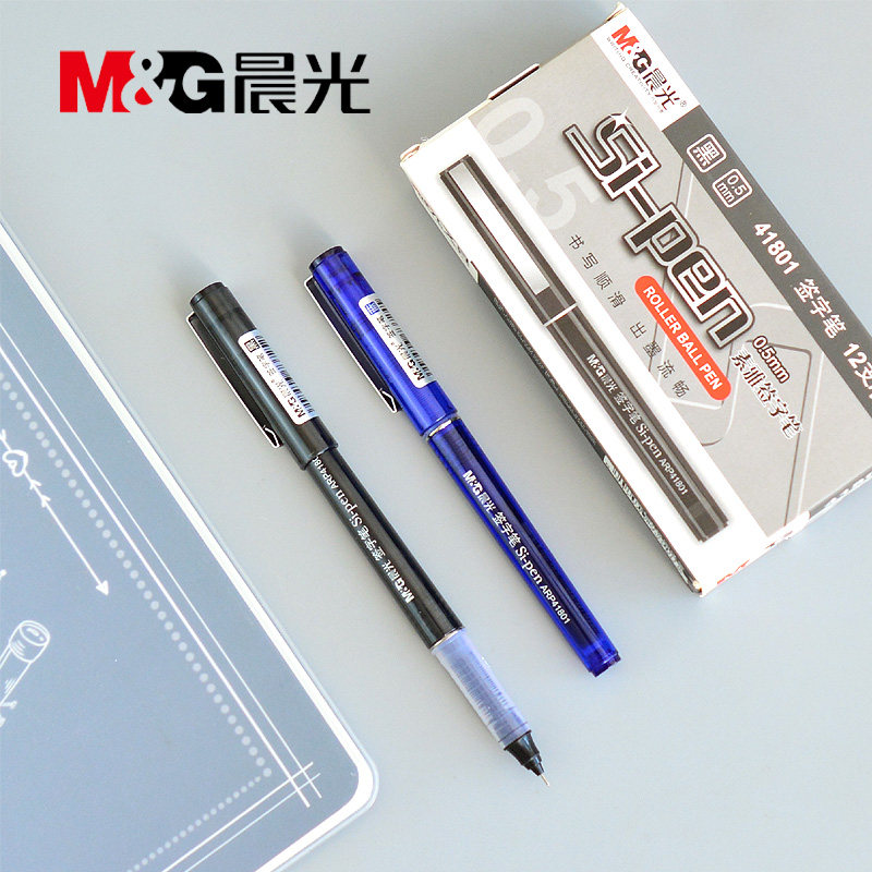 Chenguang 41801 elegant straight liquid signature pen black 0 5 full needle tube middle school student carbon neutral pen ball pen