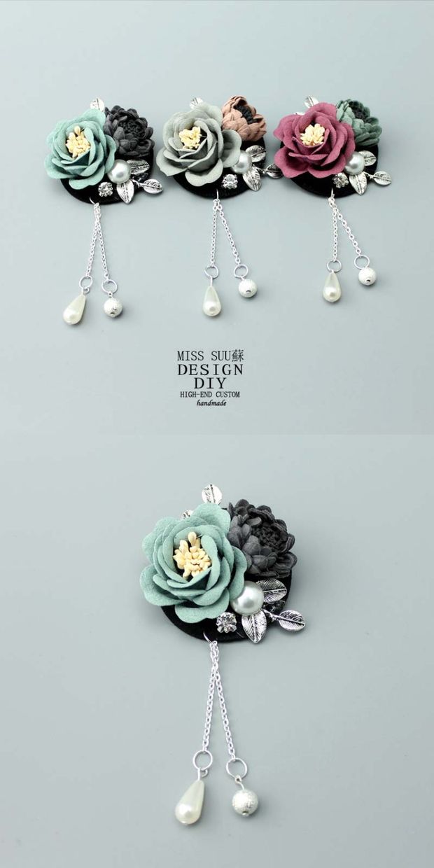 Corsage vải hoa hợp kim ngọc trai trâm cài áo sơ mi nữ thanh lịch Hàn Quốc với phụ kiện Nancheng old dream huy hiệu cài áo sang chảnh