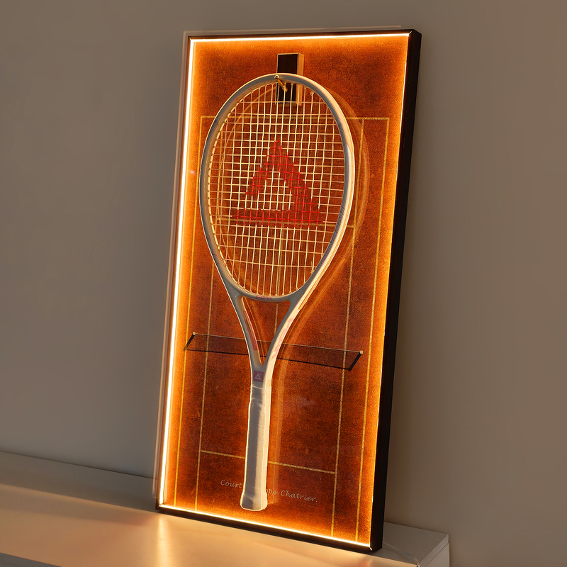 Tennis Racket Display Stand, Tennis Court Frame, Tennis Fan Gift, Grand Slam Storage, Storage with Lighting, Light Strip, Photo Frame