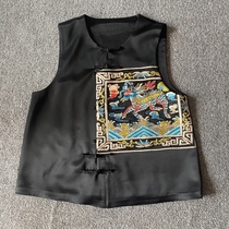 Cloud decorated totem original ethnic style womens handmade embroidered unicorn patch casual split sleeveless horse jacket