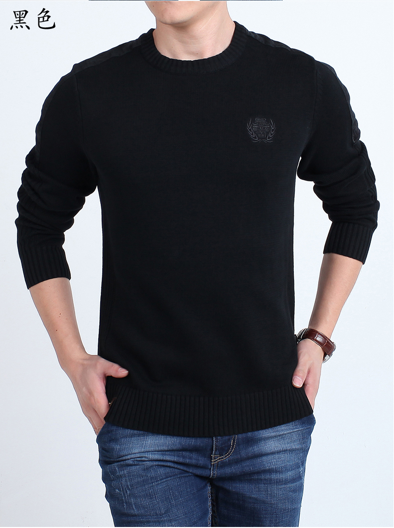 Jeep Shield Sweater nam Cổ tròn giản dị Kích thước lớn Áo len màu sắc mùa thu / đông áo giữ nhiệt nam