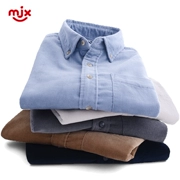 MJX2018 Mùa thu nam Áo nhung kẻ dài tay Slim Business phiên bản Hàn Quốc Cơ sở áo sơ mi cotton màu