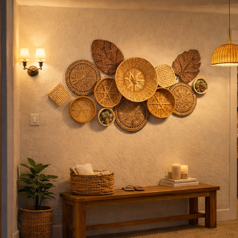 Nordic Bohemian Style New Straw and Rattan Wall Decorations, Wall Hangings, Woven Handmade Wall Hangings Nordic Bohemian Style New Straw and Rattan Wall Decorations, Wall Hangings, Woven Handmade Wall Hangings