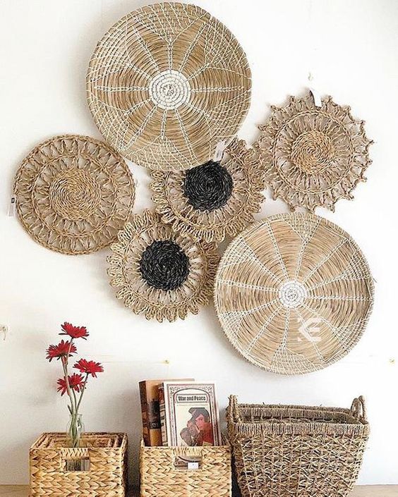 Nordic Ins Nets Red Folk Juku Woven Hay Vine Choreography Wall Trim Pendant Original Handmade Wall-mounted Wall Hanging Decoration