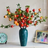 Новогодние красные фрукты, фрукты удачи, искусственные цветы, украшение из искусственных цветов для гостиной, новоселье, фрукты, украшение из сушеных цветов, украшение ведра с благословением