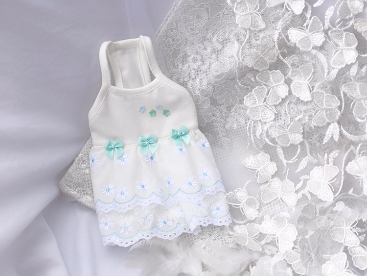[W.Y] Đầm thêu hoa cúc Daisy. Siêu tiên. Dệt kim cotton mùa hè thương hiệu chính của quần áo thú cưng - Quần áo & phụ kiện thú cưng nón cho chó