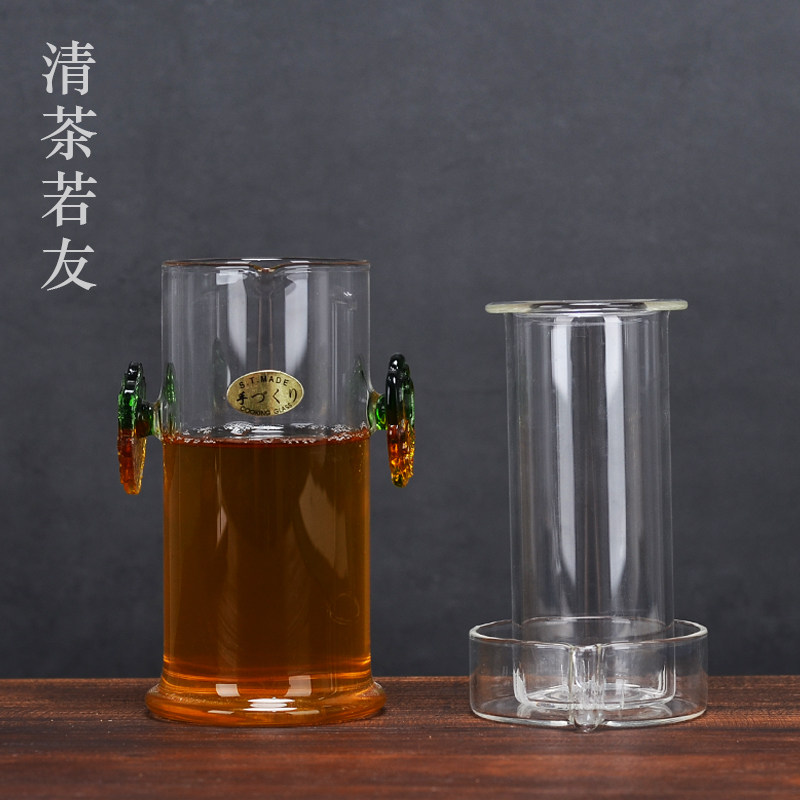 Black Tea Tea Maker Transparent Glass Filter Binaural Cup Bubble Black Tea Special Kungfu Tea Pot Tea Paste Tea Cream Punch
