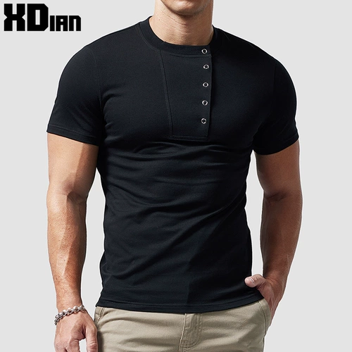 Хлопковая футболка с коротким рукавом, ретро базовая приятная телу пряжка, в обтяжку, облегающий крой