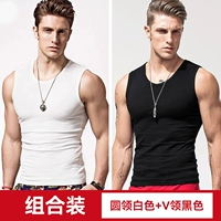 С круглым воротником, белый, черный, V-образный вырез