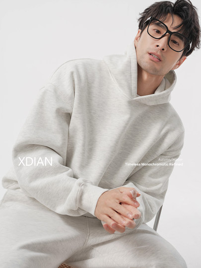 Continued: Thickened denim hooded sweatshirt, anti-pilling, anti-static, loose long-sleeved top, autumn and winter men's jacket