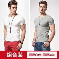 Круглая шея белая + круглая шея цветочный серый (базовая модель T067)