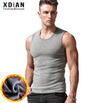 Mens warm vest winter velvet thickened tight cotton base Slim-fit wide-shouldered sleeveless waistcoat vest to wear inside