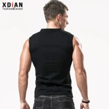 Спортивный жилет для спортзала, летняя футболка без рукавов, V-образный вырез, облегающий крой, в обтяжку