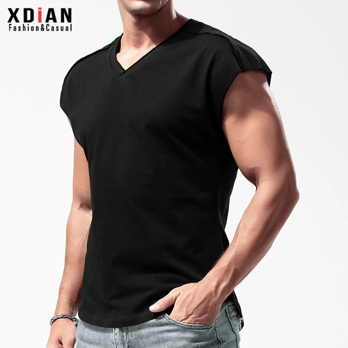 Жилет для спортзала, хлопковая футболка без рукавов, в американском стиле