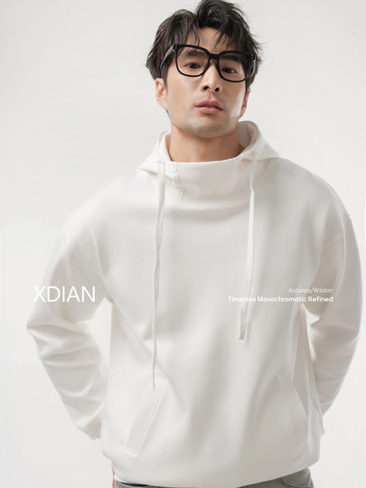 Continued point Lightweight temperature-locking 7A antibacterial hooded sweatshirt high collar self-heating technology long-sleeved top autumn and winter for men