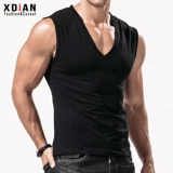 Спортивный жилет для спортзала, летняя футболка без рукавов, V-образный вырез, облегающий крой, в обтяжку